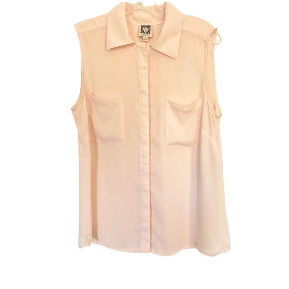 Anne Klein Sleeveless Pink Button Down Top Sz L - Picture 1 of 6